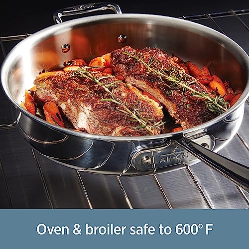 All-Clad D3 3-Ply Stainless Steel Fry Pan Set 2 Piece, 10, 12 Inch, Induction Oven Broiler Safe 600F, Kitchen Cooking Set, Skillets, Durable Frying Pans, Professional Pots and Pans Set Cookware Silver