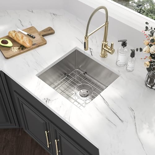 Kichae 12“ Deep Laundry Sink Undermount - 24 Inch Black Undermount Utility Sink Stainless Steel Single Bowl Under Counter Handmade Laundry Utility Room Basin