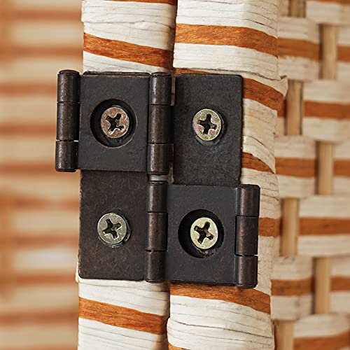 JOSTYLE Folding Privacy Room Divider, 4 Panel Screen Divider 6 ft. Tall Freestanding Extra Wide Rattan Room Partition Wall Separation Dividers, Grey