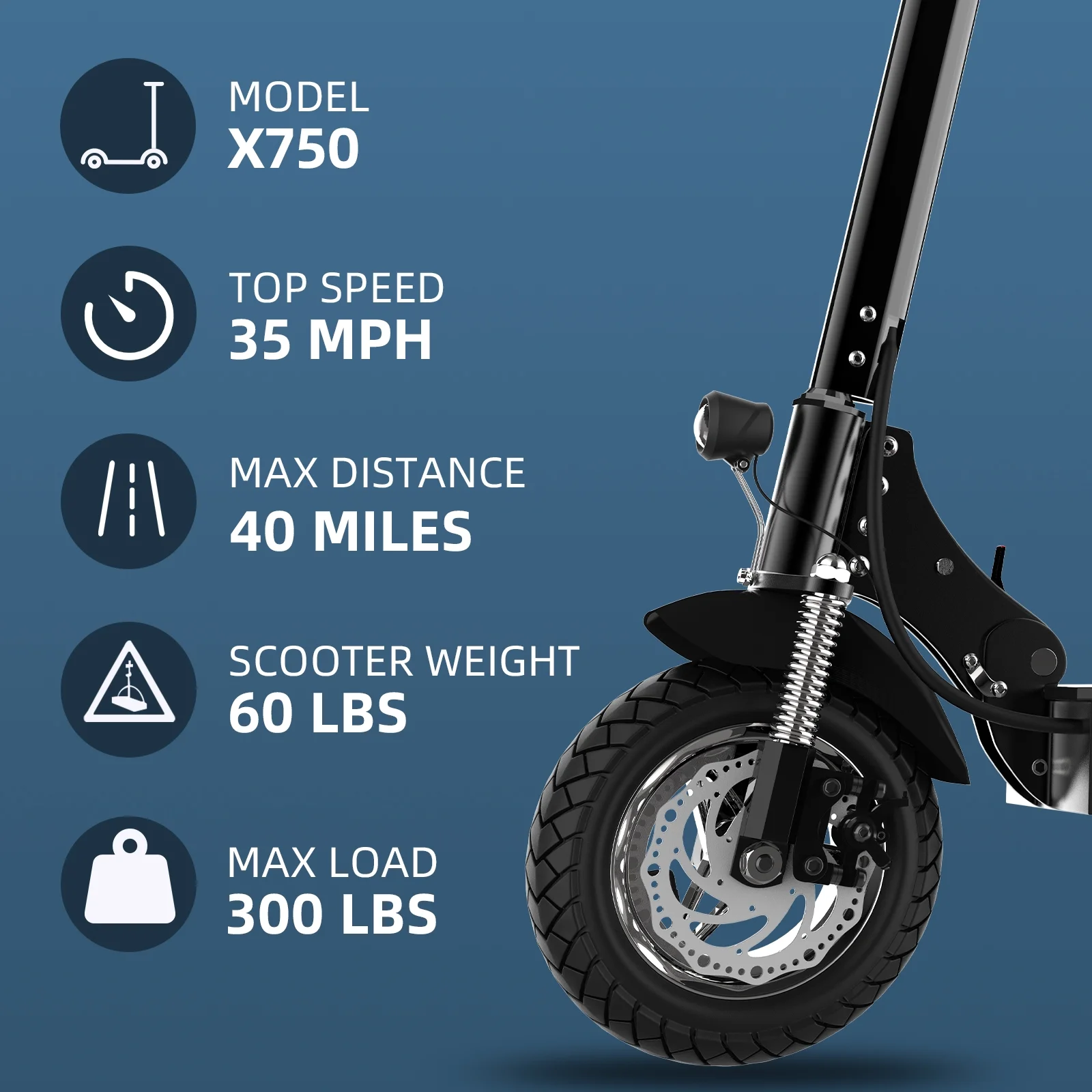 AJOOSOS X750 Electric Scooter Adults, 1300W Motor, up to 40 Miles & 35 mph, 10