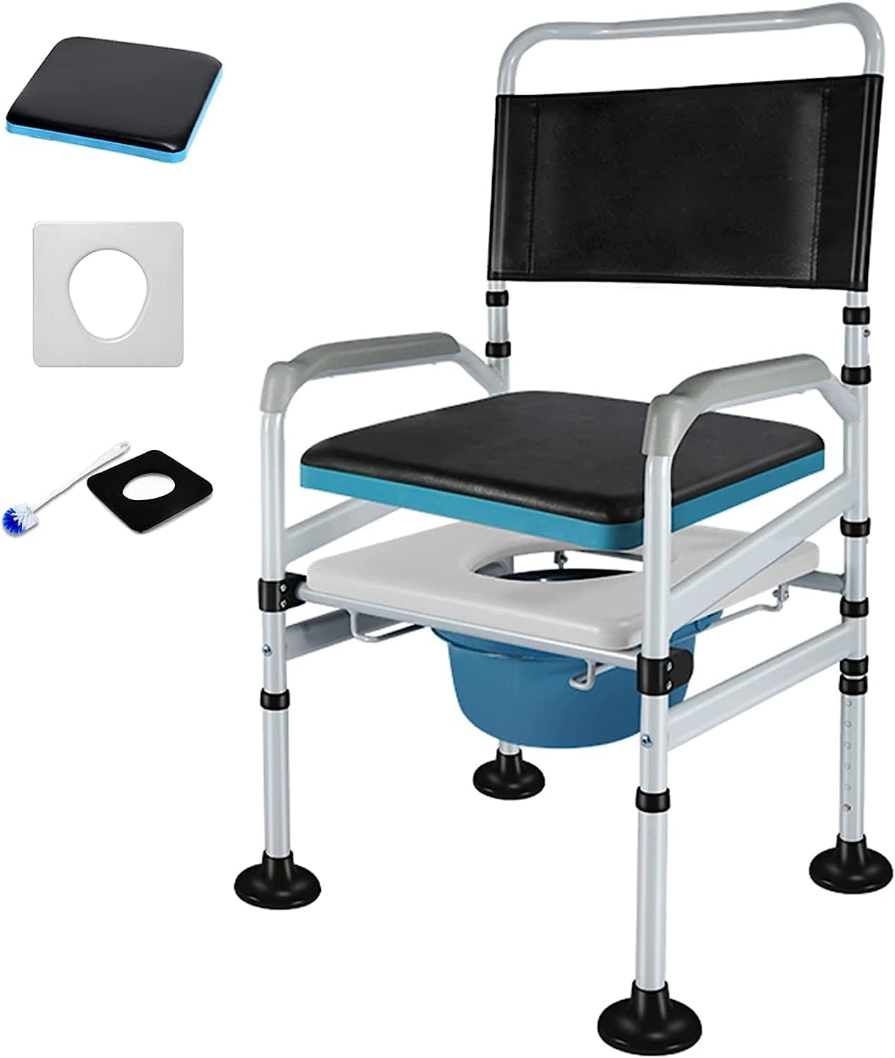 KOHARA Bedside Commode for Pregnant Women, Removable Folding Commode Chair for Toilet with Arms for Adults Elderly Seniors Disabled, Height Adjustable Portable Toilet Shower Chair