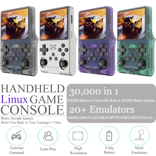 R40S Pro Retro Handheld Game Console | Portable Retro Gaming Console Built-in 30,000 HD Video Games | 3.5 Inch IPS Screen | 20+ Classic Emulators | 256GB Memory Card