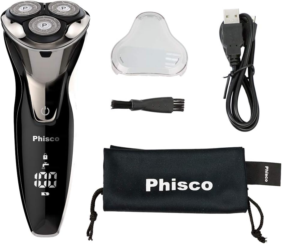 Electric Shavers Men: Phisco RMS8112-ValuePro - Ultra Quiet, Waterproof Rotary Shaver, LED Display, Wet/Dry, Pop-up Trimmer, Rechargeable