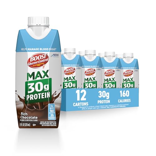 BOOST Glucose Control Max 30g Protein Nutritional Drink, Rich Chocolate, 11 Fl Oz (Pack of 12), Packaging May Vary