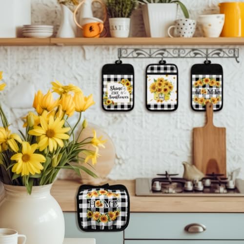 12 Pcs Christmas Pot Holders with Pocket Xmas Retro Pot Holders for Kitchen Winter Hot Pads Oven Mitts Cookie Bag Cute Heat Resistant Farmhouse Oven Gloves Baking Cooking