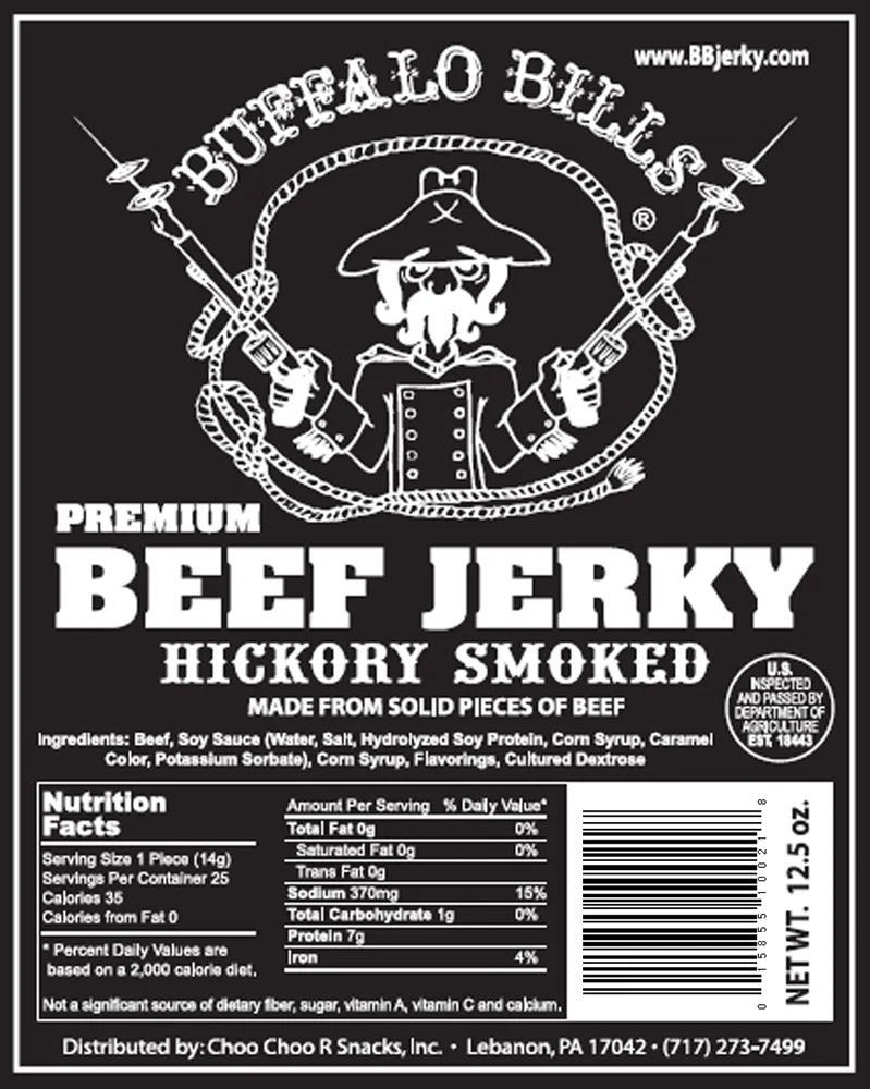 Buffalo Bills 12.5oz Premium Hickory Beef Jerky Strips (25 hickory smoked strips per bag)