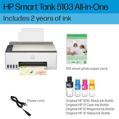 HP Smart Tank 5101 Wireless All-in-One Ink Tank Printer with up to 2 years of ink included (1F3Y0A)
