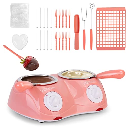 Chocolate Melting Pot Electric Chocolate Fondue Mini Fondue Candy Maker with Double Melting Pot for Milk Chocolate,Cheese,Butter,Candy