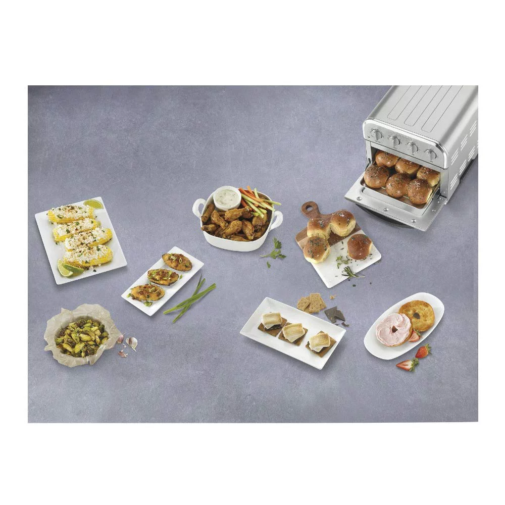 Cuisinart TOA-28 Compact AirFryer Toaster Oven Silver Bundle with 1 Year Extended Warranty and Deco Gear Microfiber Cleaning Cloth