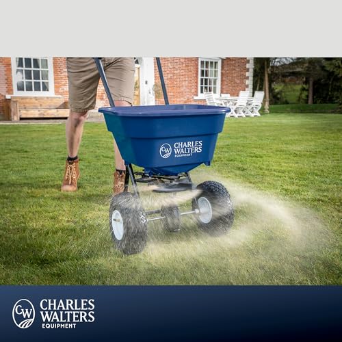 Charles Walters Equipment CW1500 Estate Style Broadcast Spreader for Spreading Fertilizer and Ice Melt on Lawns, Sidewalks, and Driveways, 65lb Capacity, 31