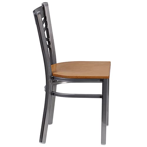 Flash Furniture HERCULES Series Clear Coated ''X'' Back Metal Restaurant Chair - Cherry Wood Seat