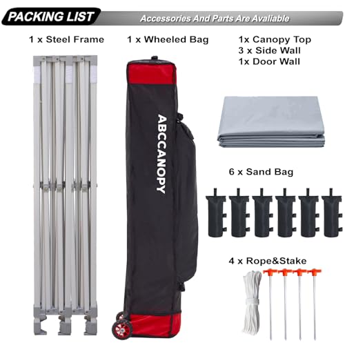 ABCCANOPY Easy Pop Up Canopy Tent with Sidewalls 10x10 Commercial -Series, White