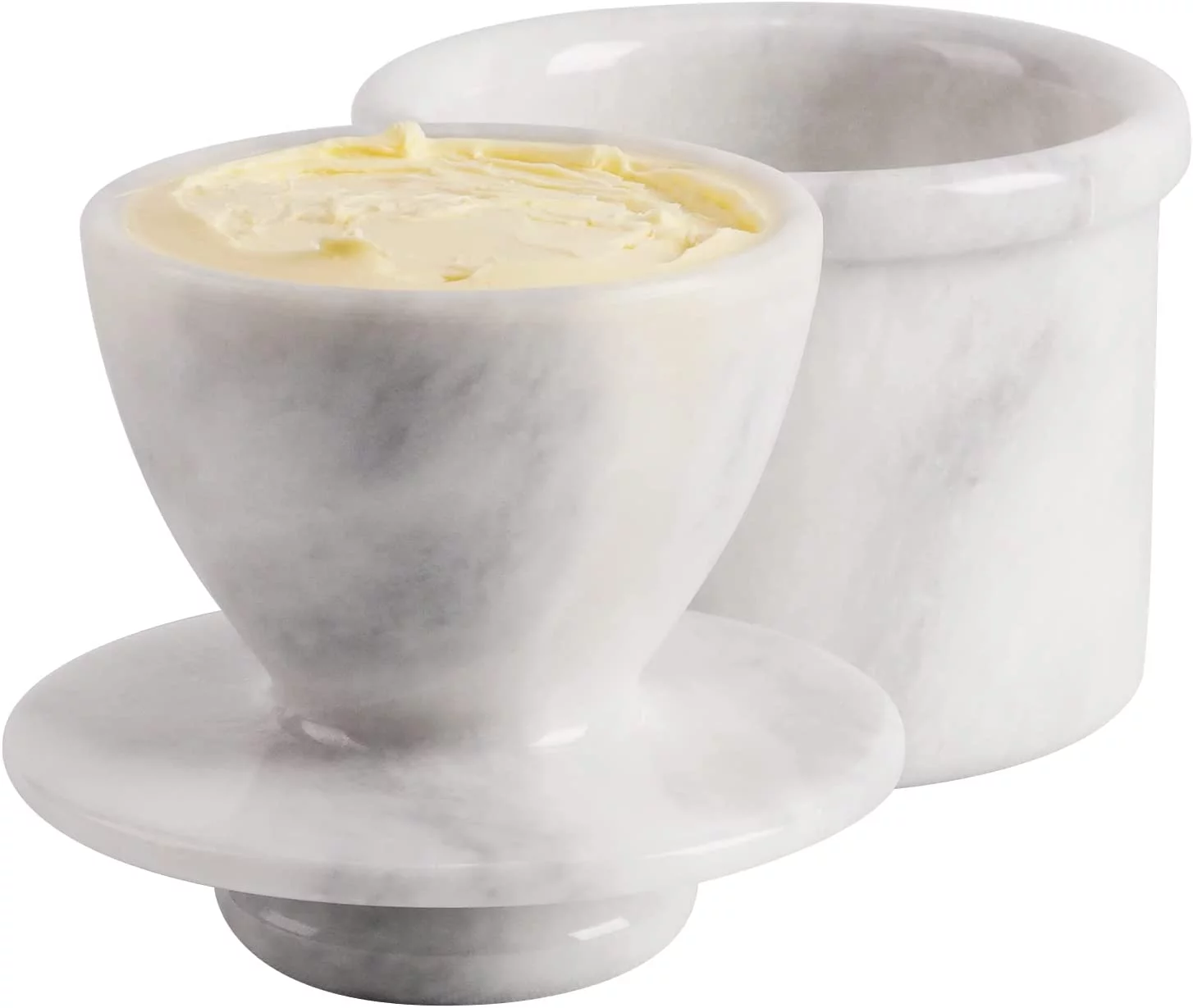 Butter Dish Cover Pot White natural Marble French Butter Storage Crock Keeper for Kitchenware