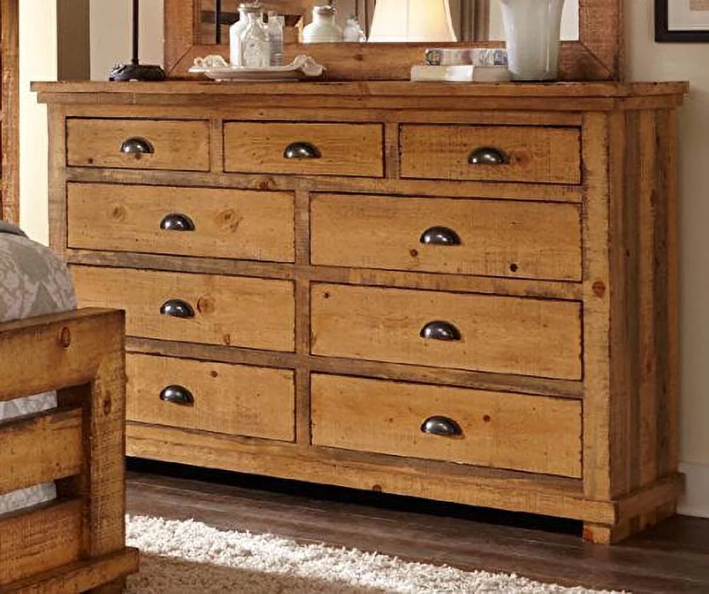 Progressive Furniture Willow 7 Drawer Bedroom Dresser in Distressed Pine