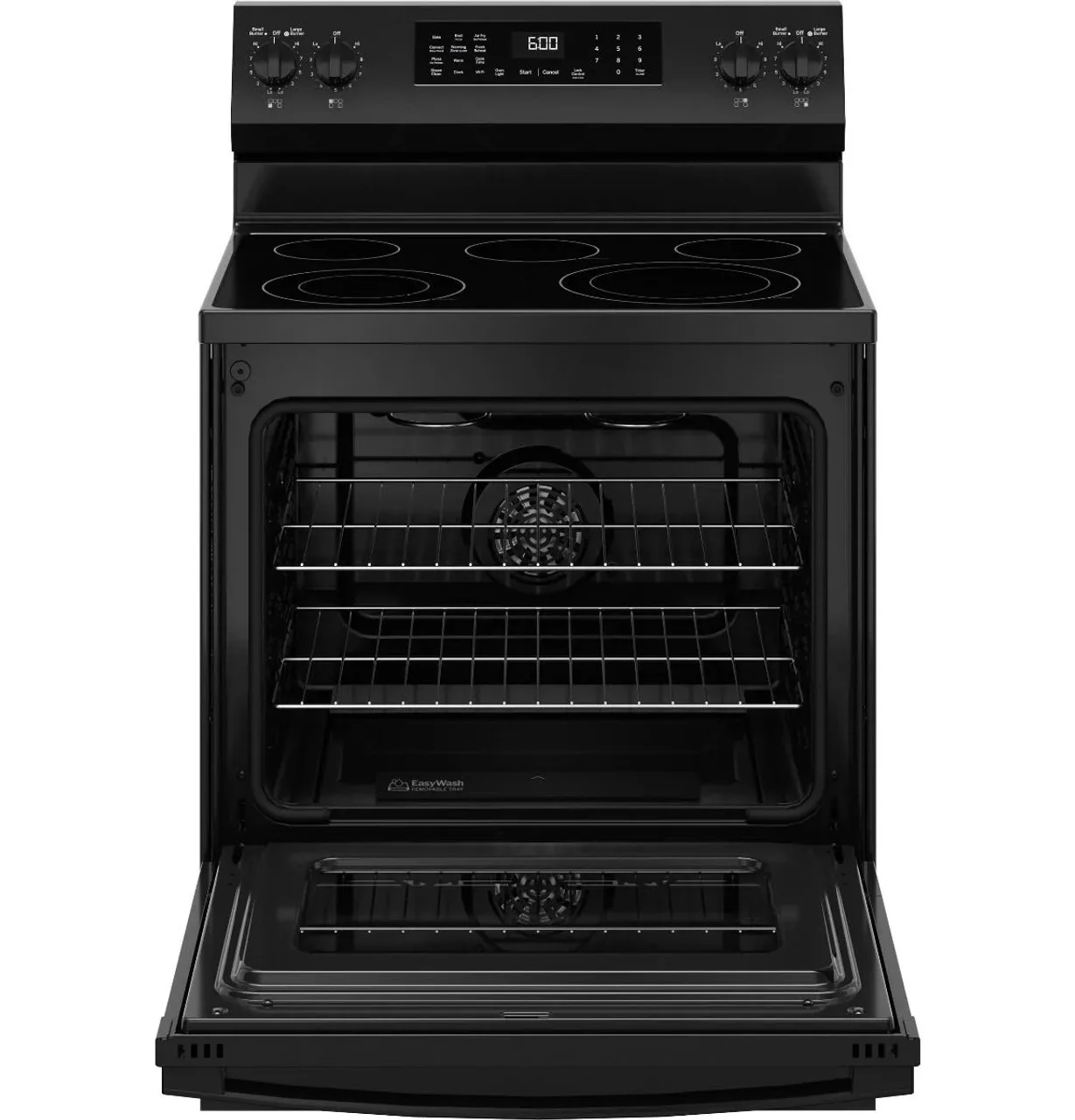 GE 30 Inch Free Standing Radiant Range 5 Element Steam Clean Single Oven GRF600AVBB