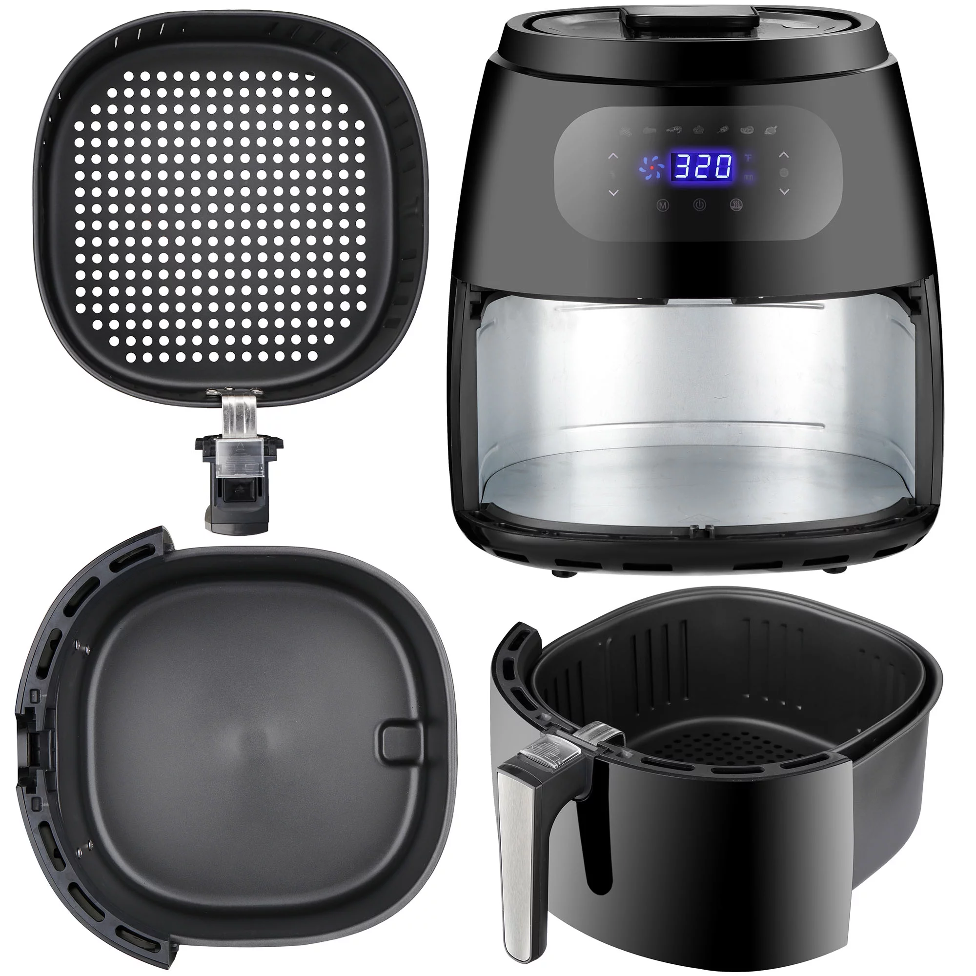 ZENY 7.6QT Deep 1700W Air Fryer LCD Screen Temperature Control 7 Cooking Presets