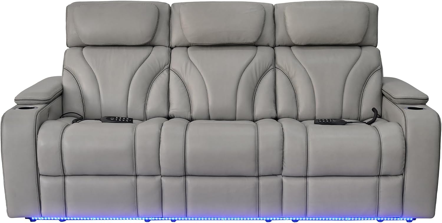 Armen Living Octavia Modern Zero Gravity Power Reclining Heated Massage Sofa, 86