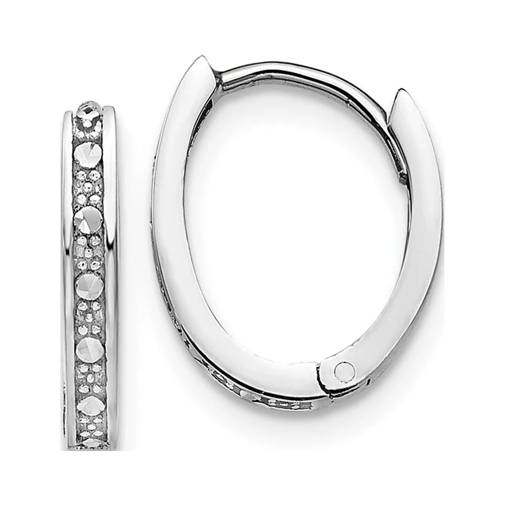 Primal Gold 14 Karat White Gold Diamond-cut Hinged Hoop Earrings