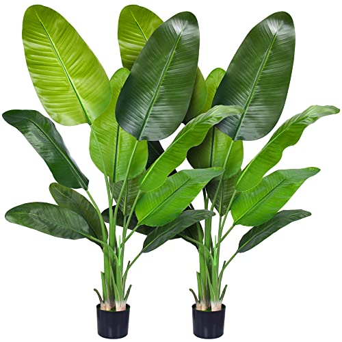 Artificial Areca Palm Tree - Fake Plants Bird of Paradise Palm Tree Faux Tropical Palm Potted Dypsis Lutescens for Home Office Decor Housewarming Gift (6FT-1Pack, Areca Palm Plant)