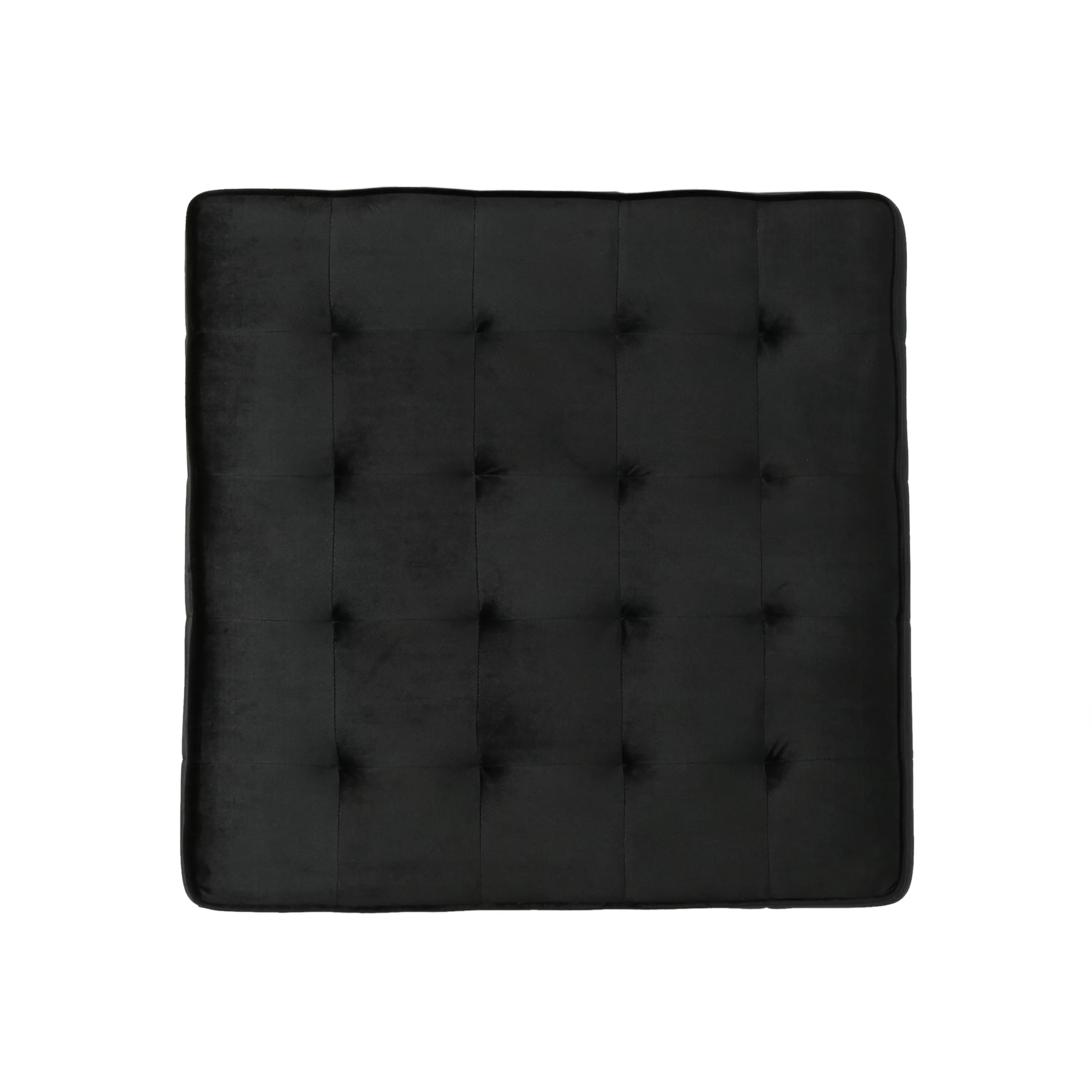 Noble House Jerry Glam Tufted Velvet Ottoman, Black