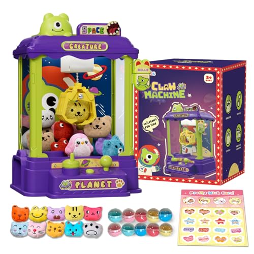 Mini Claw Machine for Kids, Monster-Themed Vending Machine Toys for Age 3-8, Claw Machines with Plush and Capsule Toy for Boys, Cool Birthday Gifts for Kids Age 3+, Perfect for Parties, Holidays