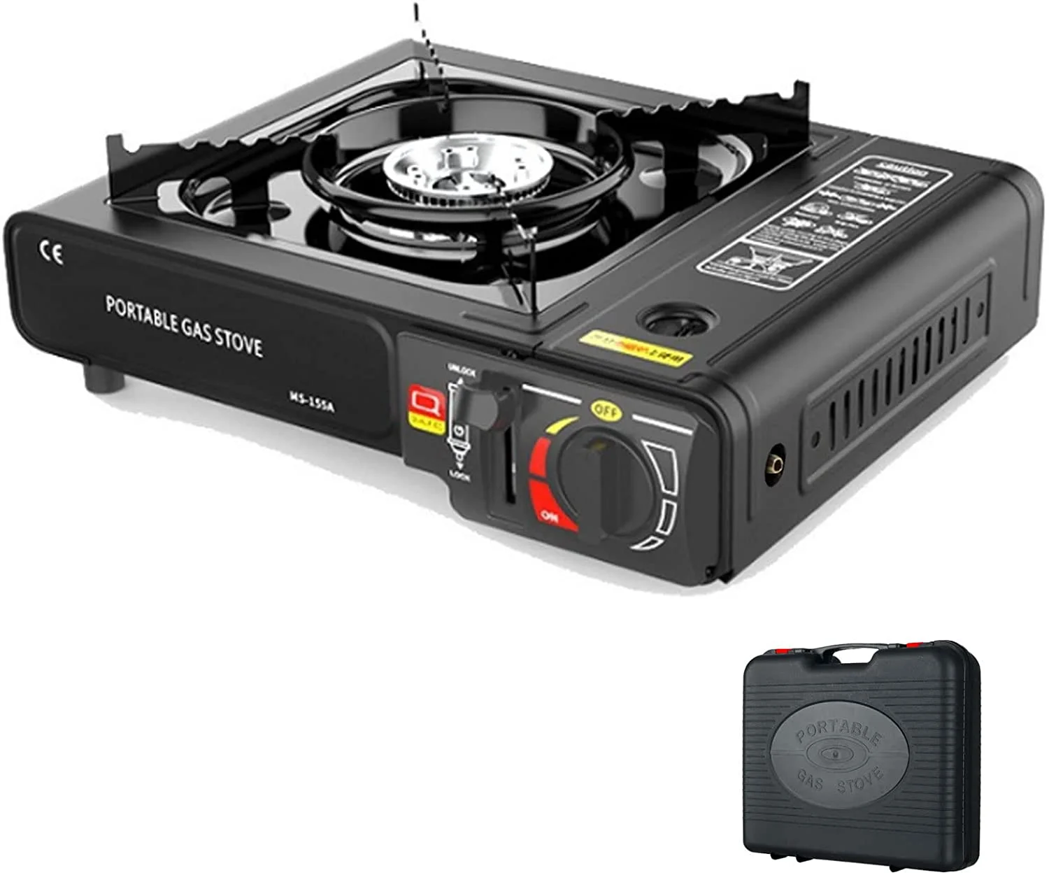 Wobythan Camping Stove with Carrying Case Portable Propane or Butane StoveAutomatic Ignition Indoor Outdoor Cooking Camp Stove for Picnics Hiking Fishing BBQ