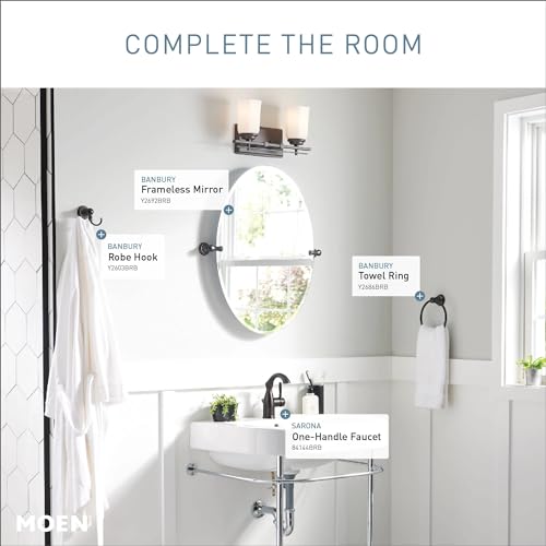 Moen Sarona Mediterranean Bronze One-Handle Single Hole Rustic Farmhouse Bathroom Faucet with Optional Deckplate, Traditional Bathroom Sink Faucet and Drain Assembly, 84144BRB