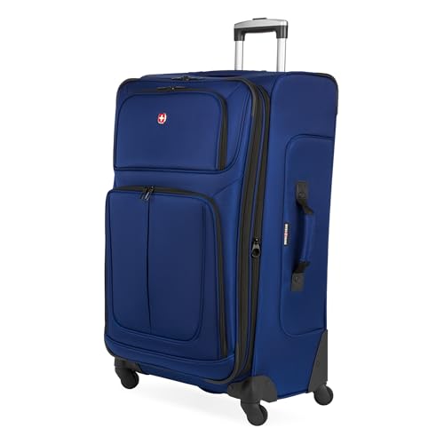 SwissGear Sion Softside Expandable Luggage, Black, Checked-Large 29-Inch