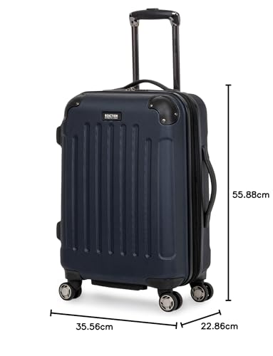 Kenneth Cole REACTION Renegade Luggage Expandable 8-Wheel Spinner Lightweight Hardside Suitcase, Navy Blue, 20-Inch Carry On