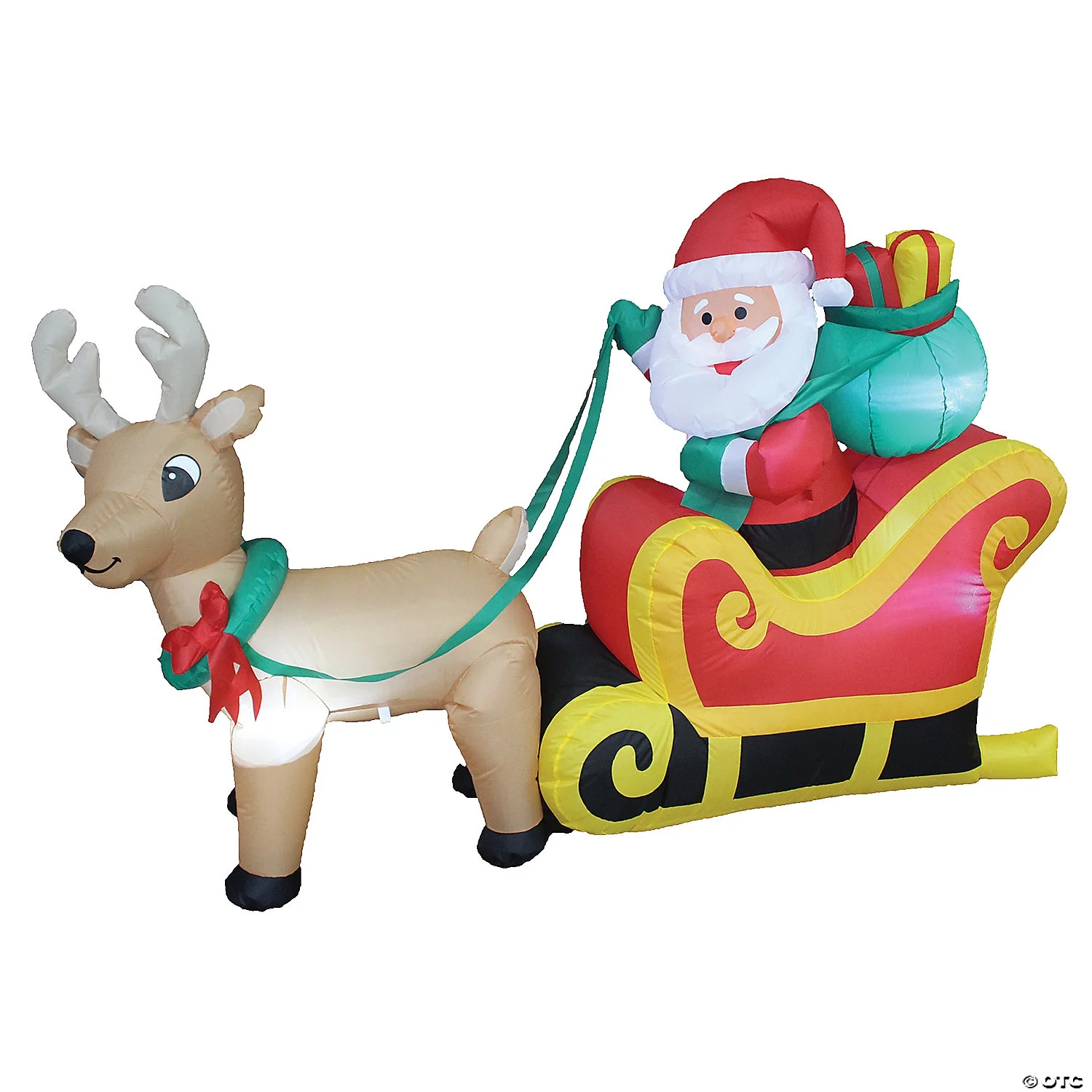 Morris Costumes Inflatable Santa On Sleigh LED Lighted Yard Decoration - 4 ft x 6 ft