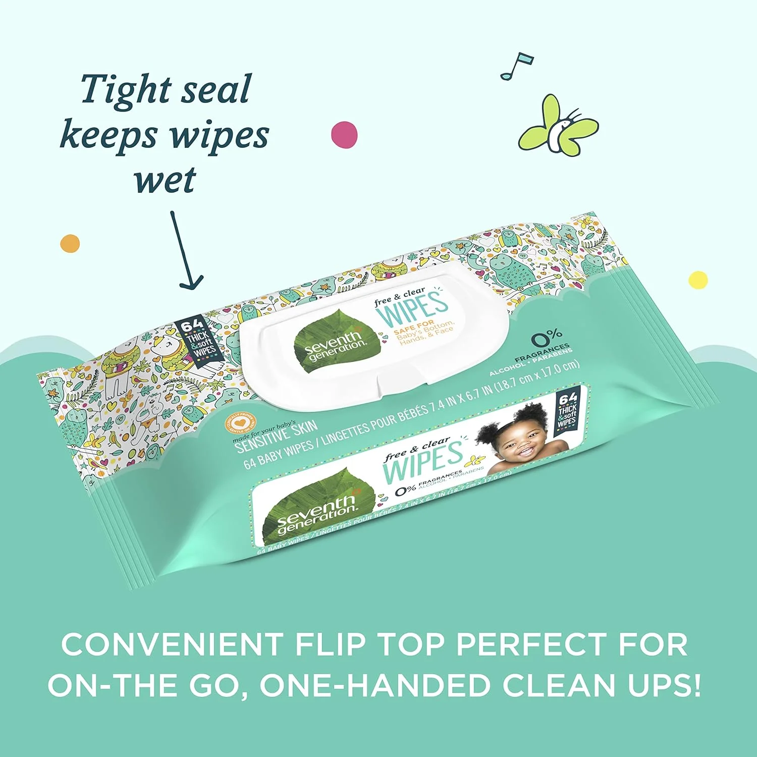 Seventh Generation Baby Wipes Sensitive Protection Diaper Wipes with Snap Seal 768 Count