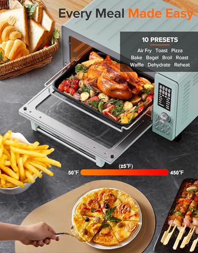 Nuwave Bravo Pro Smart 21QT Toaster Oven Air Fryer Combo, Convection Oven Countertop, 10 functions all in 1, with even & quick crisp technology, 50-450°F, 1800W, Stainless Steel