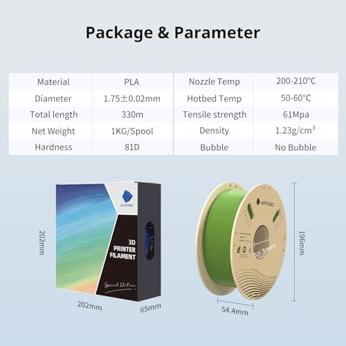 ANYCUBIC PLA 3D Printer Filament, RFID 3D Printing PLA Filament 1.75mm Dimensional Accuracy +/- 0.02mm, 1KG Spool (2.2 lbs), Pearl Black