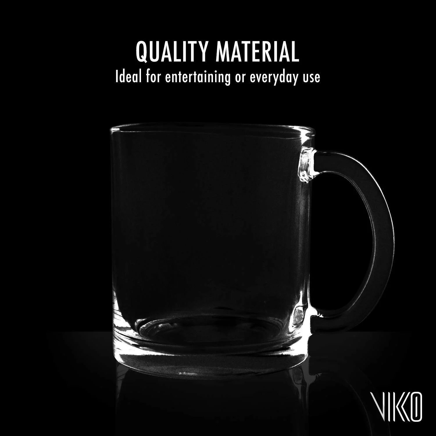 Madison 10.75 Ounce Glass Coffee Mugs, Thick and Durable, For Coffee, Tea, Cider, etc., Microwave and Dishwasher Safe, Set of 6 Clear Glass Mugs, 3.4” Diameter x 3.8” Tall