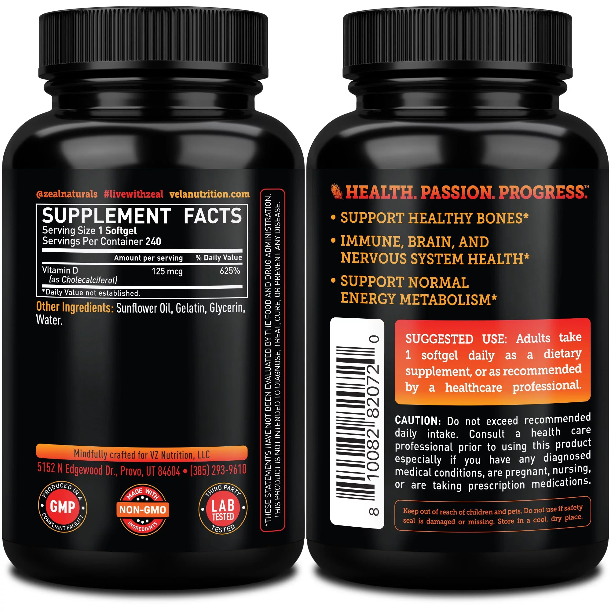 Vitamin D3 Softgels 5000IU (125 mcg) Rapid Release