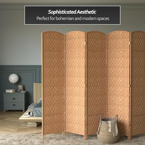 Red Lantern 7 ft. Tall Diamond Weave Dark Beige-6 Panels Room Divider