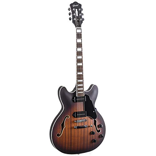 GROTE Electric Guitar Semi-Hollow Body Guitar matte finished P90 (Grey)