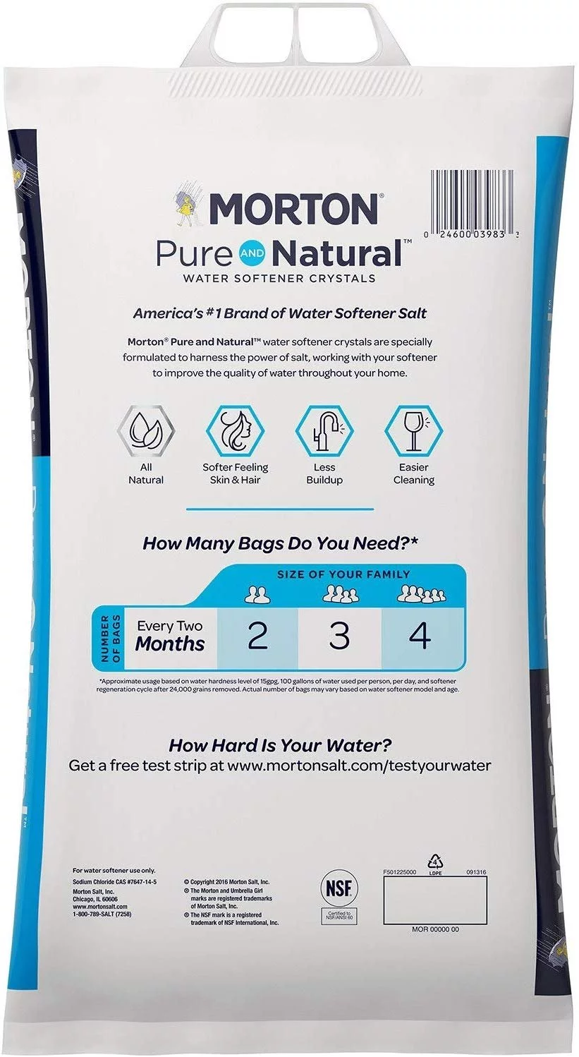 Morton U26624S Pure AND Natural Water Softening Crystals, 40-Pound