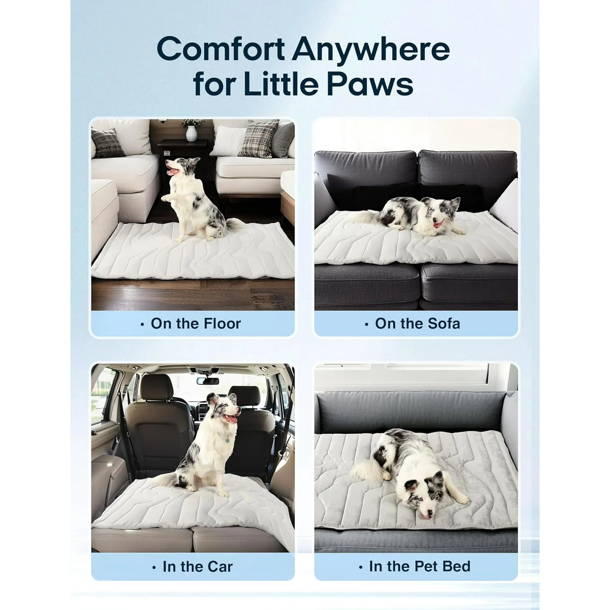 Dog Cooling Mat, 48" x 28"Large, Cooling Pad Reversible (Cool & Warm), Pet Cool Mats for Dog and Cat use in Crate, Kennel, Bed, Sofa, Machine Washable, Durable, Non-Gel, Glacial Grey