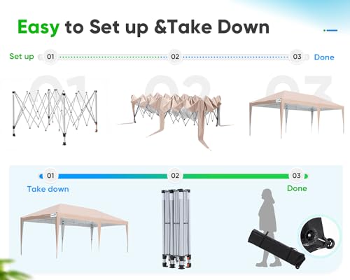Quictent 10x20ft Easy Pop up Canopy Tent Instant Canopy Shelter Waterproof with Roller Bag