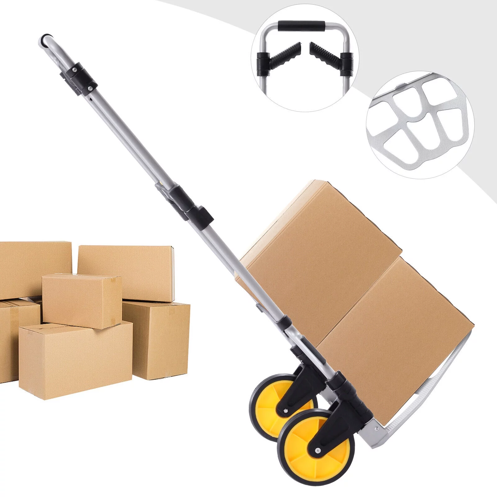 Oukaning Portable Trolley Platform Cart Heavy-Duty Trolley Cart Folding Hand Truck Load-bearing Capacity 120kg