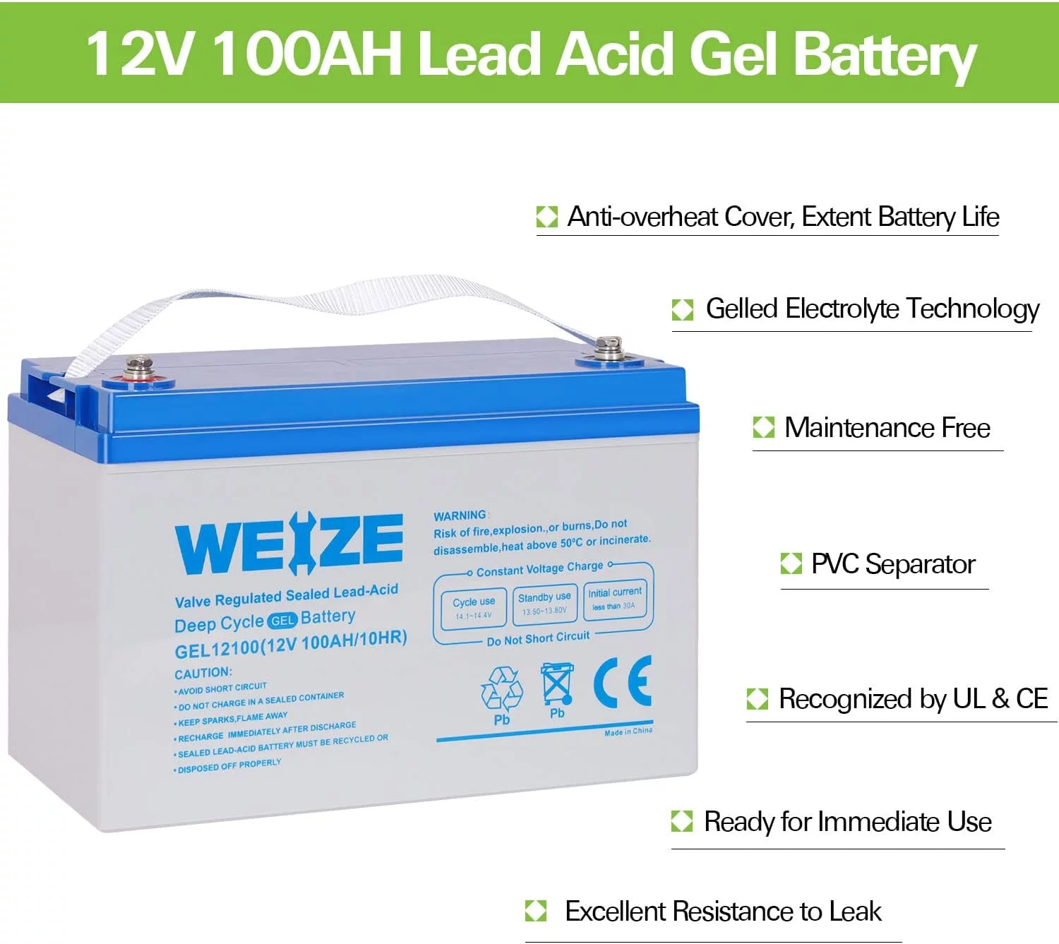 1Autodepot 12V 100AH Deep Cycle Rechargeable Gel Battery