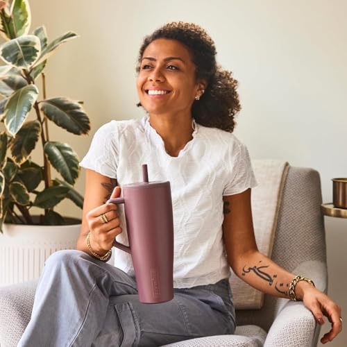 BrüMate Era 40 oz Tumbler with Handle and Straw | 100% Leakproof Insulated Tumbler with Lid and Straw | Made of Stainless Steel | Cup Holder Friendly Base | 40oz (Nightfall Blue)