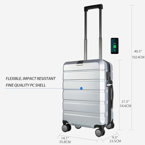 KROSER Hardside Expandable Carry On Luggage with Spinner Wheels & Built-in TSA Lock, Durable Suitcase Rolling Luggage with USB Port, Carry-On 20-Inch, Matte Purple/Pink