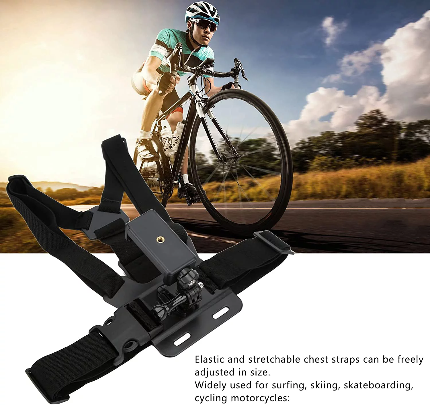 Cellphone Selfie Chest Mount, Selfie Chest Mount Strap Belt Adapter, Adjustable Cell Phone Clip Holder Harness