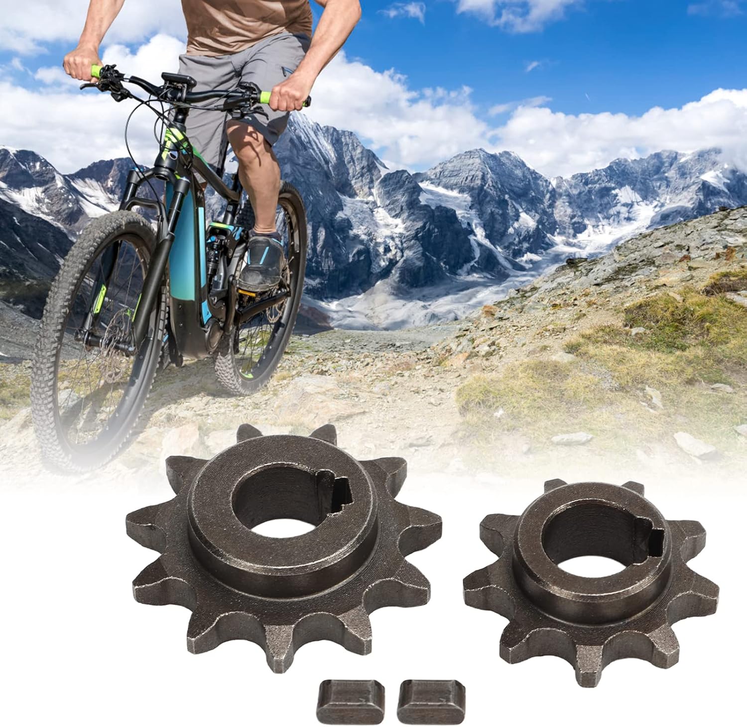 Front Rear Motor Gear Kit, Carbon Steel 9 Teeth 11 Teeth Gear Set for Bicycle Chain Ordinary Motor Gear 06B Chain