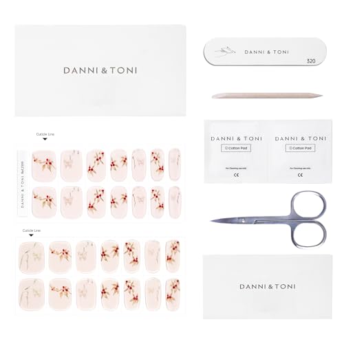 DANNI & TONI Semi Cured Gel Nail Strips Christmas Santa Claus Snowflakes Cat Eye Gel Nail Wraps 28 Stickers | Mistletoe Meow