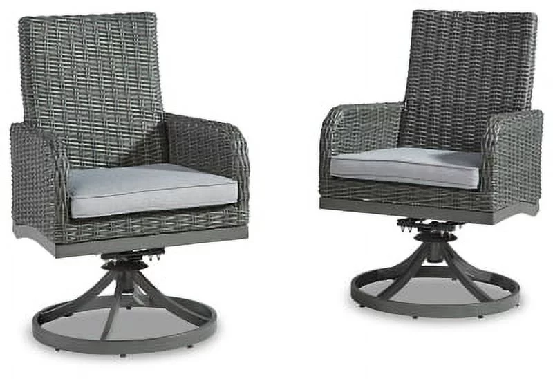 Signature Design by Ashley Casual Elite Park Swivel Chair with Cushion (Set of 2)  Gray