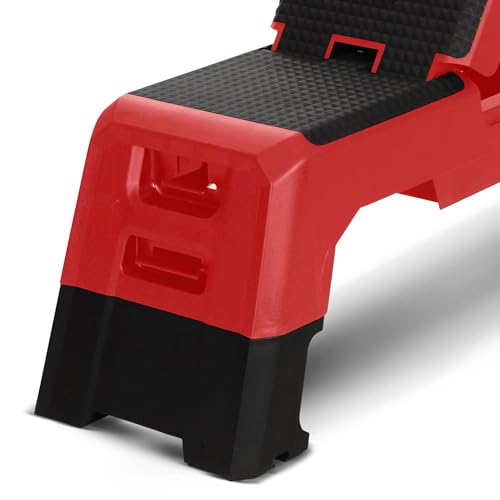 HolaHatha Adjustable Multi-Functional Exercise Bench 440 Pound Capacity Foldable Incline Deck, 8.5 to 14.5 Inch Height, Compact Design,