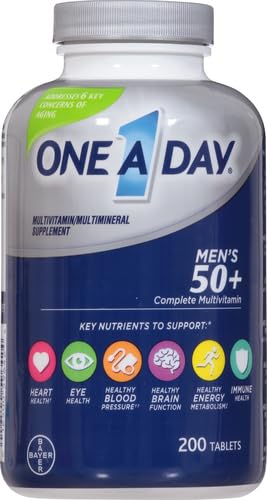 One A Day Men’s 50+ Healthy Advantage Multivitamin, Multivitamin for Men with Vitamins A, C, E, B6, B12, Calcium and Vitamin D, Tablet, 200 Count (Pack of 1)